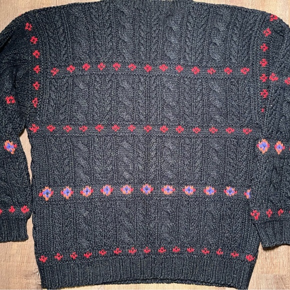 Vintage Woolrich Men’s XL Sweater Cable Knit Hunting Dogs Green Lodge Retro - Picture 11 of 12